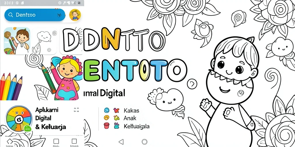 Screenshot DENTOTO menampilkan antarmuka mewarnai yang colorful.