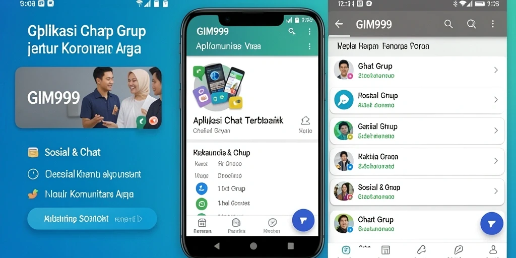 Tampilan antarmuka GIM999 untuk grup chat yang interaktif dan menarik.