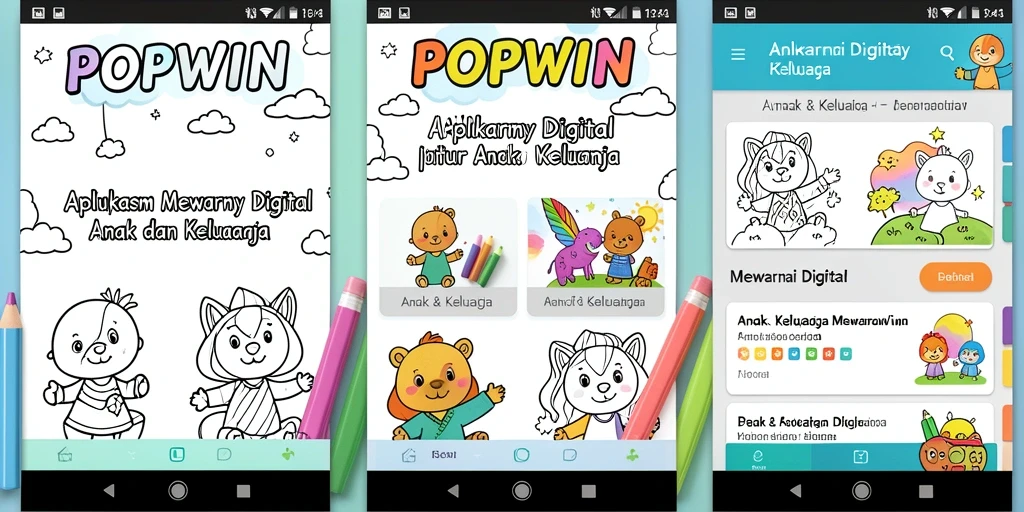 Antarmuka POPWIN yang menarik dengan opsi mewarnai digital.