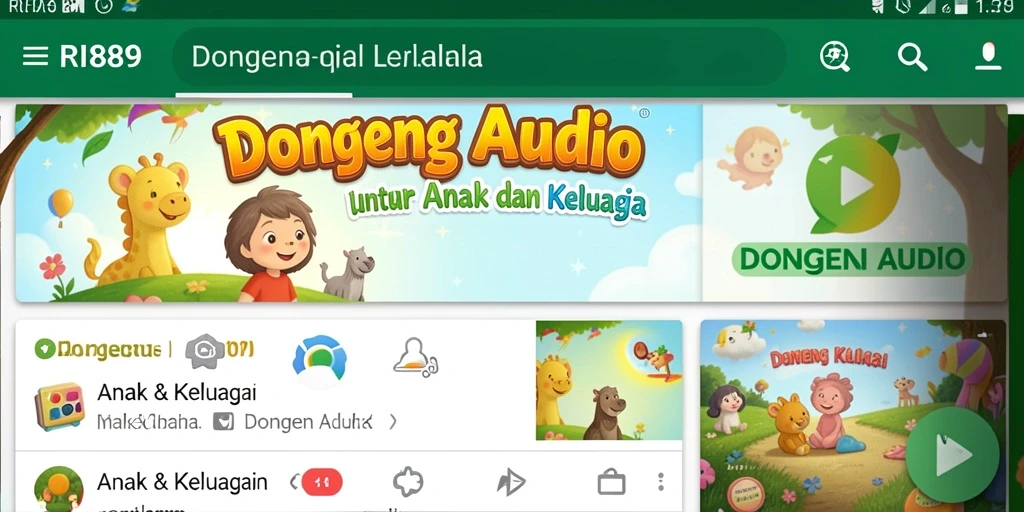 Antarmuka ramah pengguna aplikasi RI889 untuk Dongeng Audio.